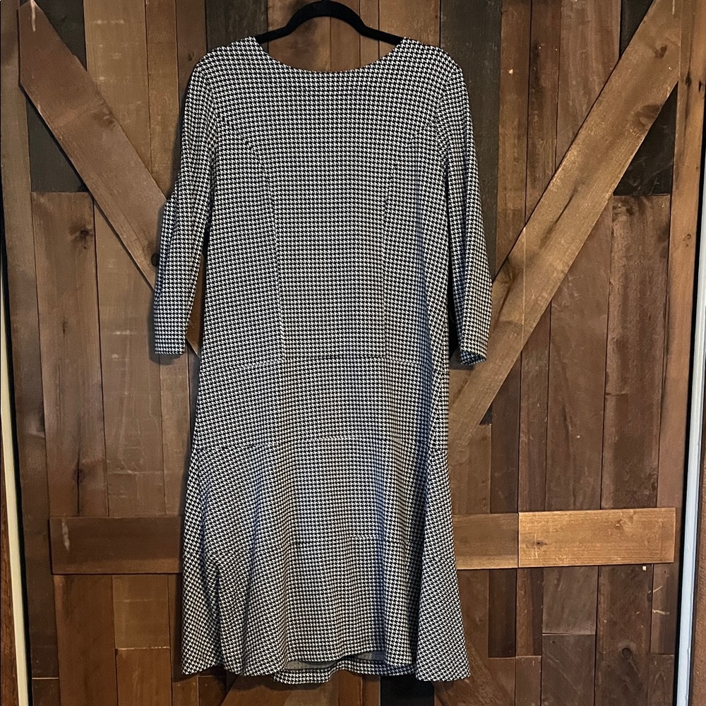 Chadwicks Monochrome Checkered Long Sleeve Dress